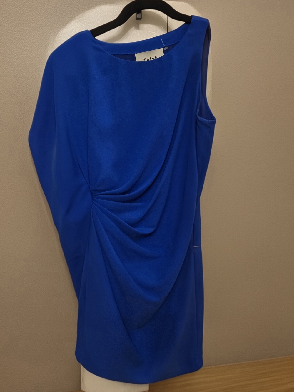 Blue Draped One-Shoulder Women’s Dress